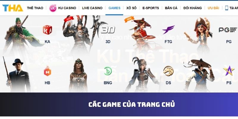 Các game của trang chủ